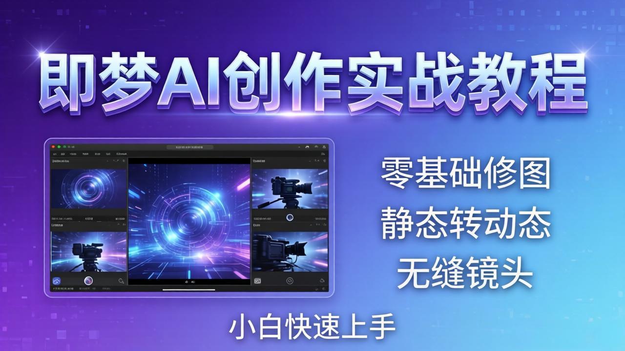 即梦AI创作实战教程，从零基础修图到AI导演，实战教学静态转动态+无缝镜头，小白快速上手-得宝资源站