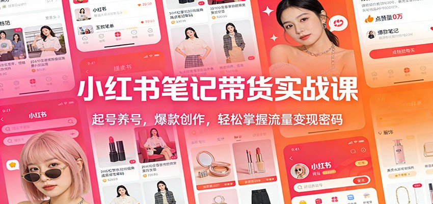 小红书笔记带货实战课：起号养号，爆款创作，轻松掌握流量变现密码-得宝资源站