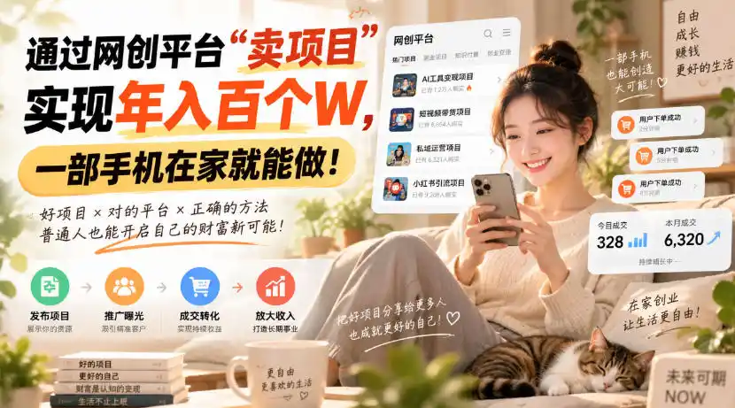 靠卖网创项目变现，一年拿下百万收益！一台手机就能操作！-得宝资源站