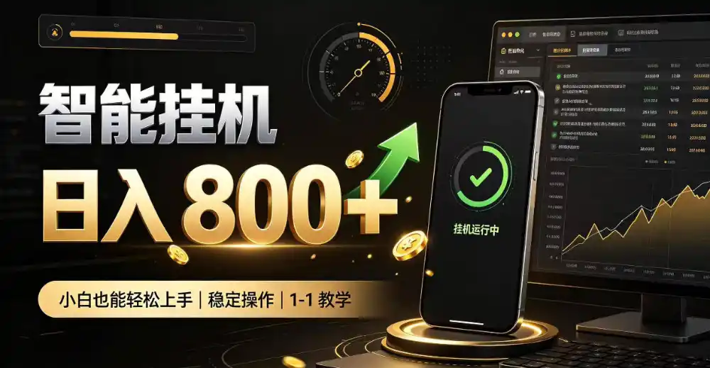 零值守智能挂G，副业高效增收居家智能挂G，新手也能日入800【揭秘】-得宝资源站
