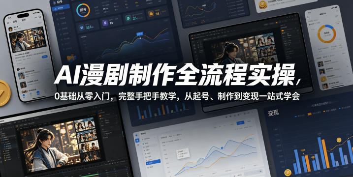 AI漫剧制作全流程实操，0基础从零入门，完整手把手教学，从起号、制作到变现一站式学会(更新)-得宝资源站