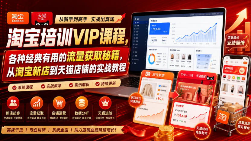 淘宝培训VIP课程，各种经典有用的流量获取秘籍，从淘宝新店到天猫店铺的实战教程(更新7月29日)-得宝资源站
