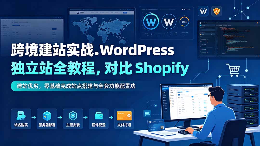 跨境建站实战：WordPress 独立站全教程，对比 Shopify 建站优劣，零基础完成站点搭建与全套功能配置-得宝资源站