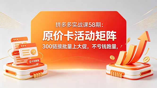 拼多多实战课58期：原价卡活动矩阵，300链接批量上大促，不亏钱跑量-得宝资源站