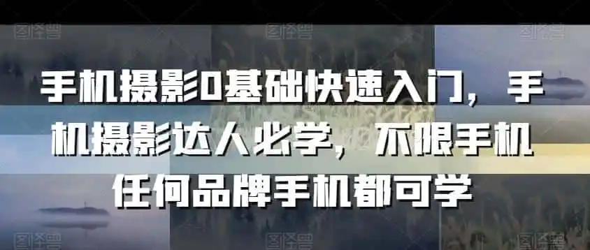 手机摄影0基础快速入门，手机摄影达人必学，不限手机任何品牌手机都可学-得宝资源站