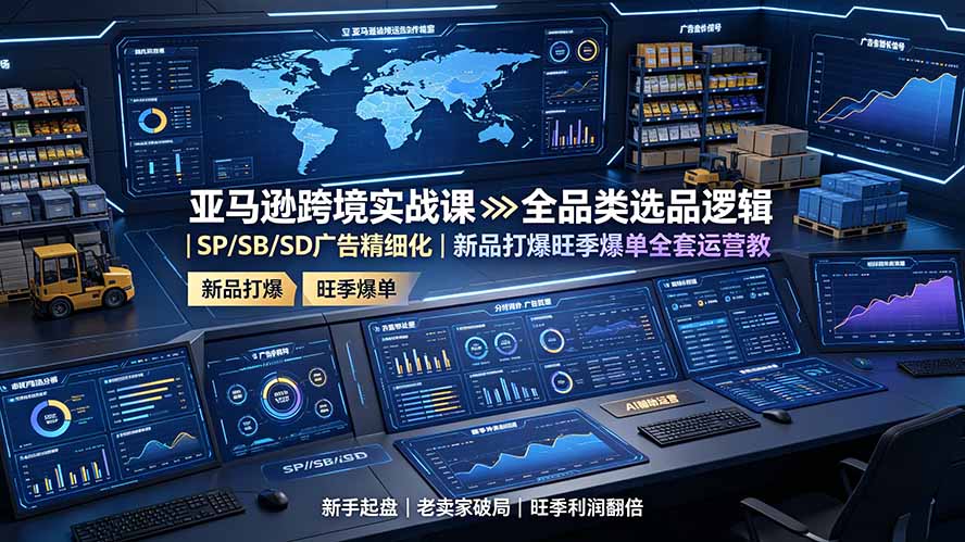 亚马逊跨境实战课：全品类选品逻辑｜SP/SB/SD广告精细化｜新品打爆旺季爆单全套运营教程-得宝资源站