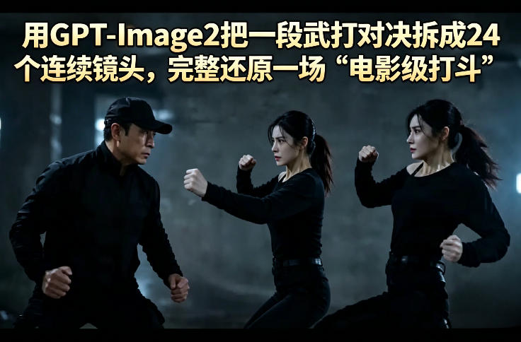 用GPT-Image2把一段武打对决拆成24个连续镜头，完整还原一场“电影级打斗”-得宝资源站