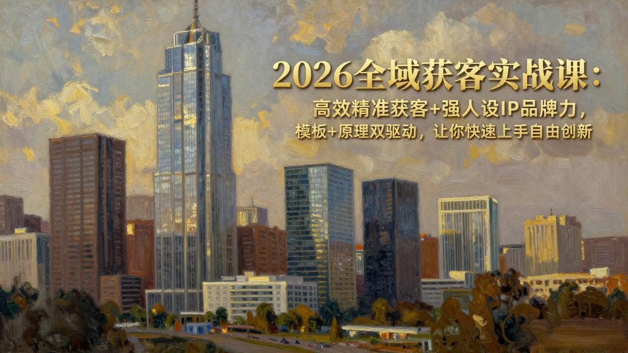 2026全域获客实战课：高效精准获客+强人设IP品牌力，模板+原理双驱动，让你快速上手自由创新-得宝资源站