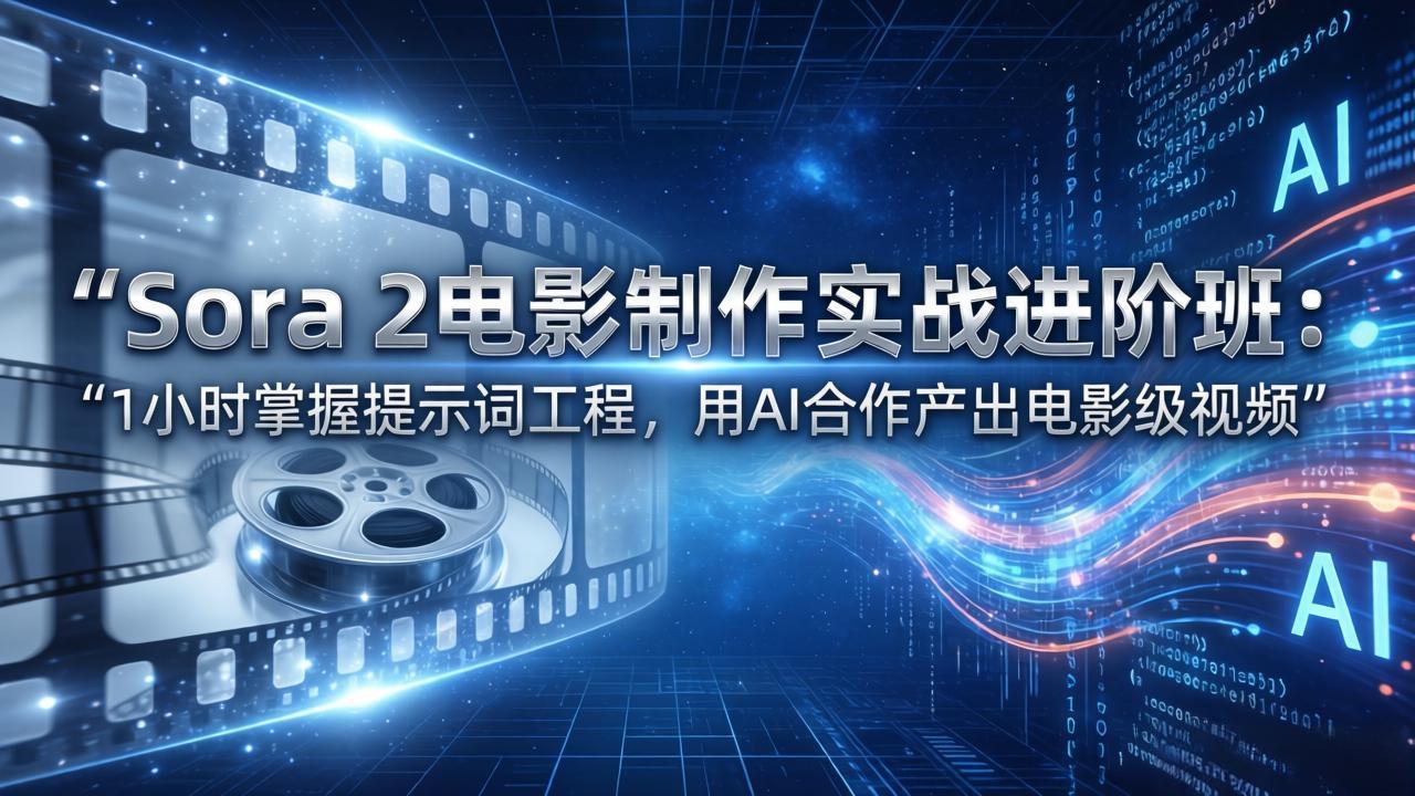 Sora 2电影制作实战进阶班：1小时掌握提示词工程，用AI合作产出电影级视频-得宝资源站