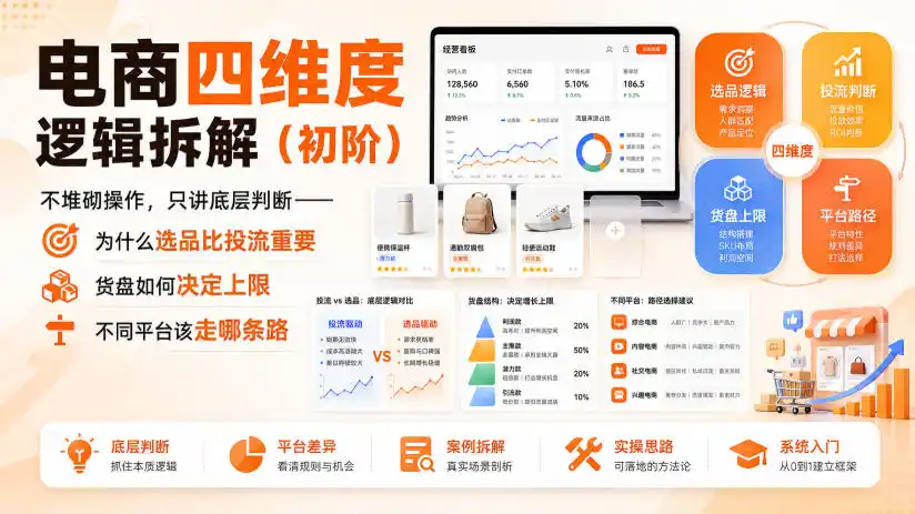 电商四维度逻辑拆解(初阶)不堆砌操作，只讲底层判断——为什么选品比投流重要、货盘如何决定上限、不同平台该走哪条路-得宝资源站