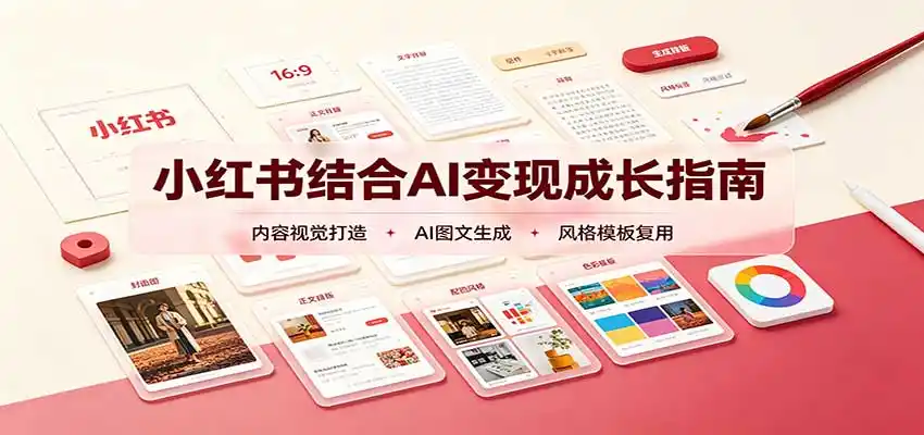 小红书结合AI变现成长指南：账号精准定位，内容视觉打造，搭建可复制流量获客体系-得宝资源站