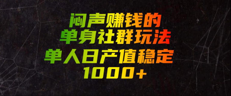 闷声賺钱的单身社群玩法，单人日产值稳定1000+【揭秘】-得宝资源站