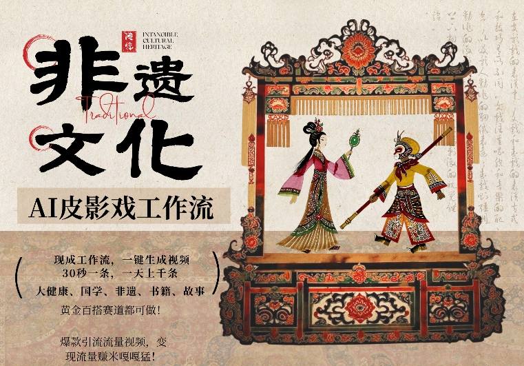 AI一键生成民俗文化非遗皮影戏视频，一刀不剪无需剪辑，30S一条，一天上百条，流量财富嘎嘎猛-得宝资源站