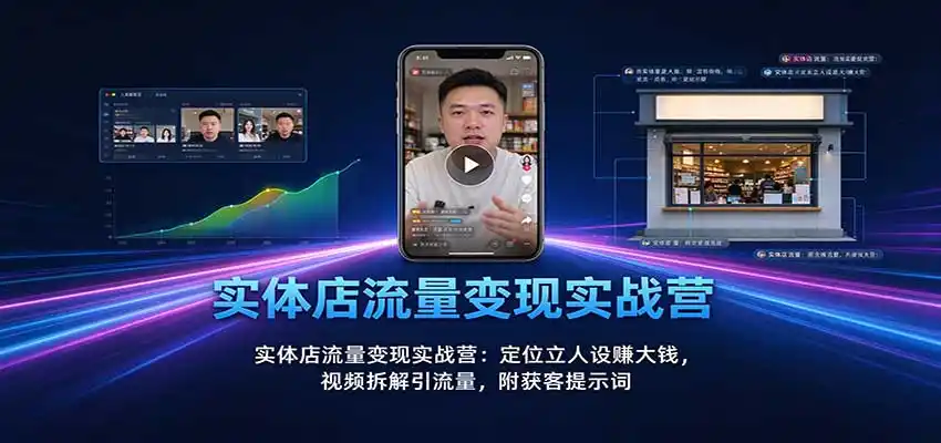 实体店流量变现实战营：定位立人设赚大钱，视频拆解引流量，附获客提示词-得宝资源站