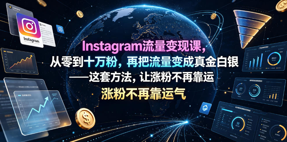 Instagram流量变现课，从零到十万粉，再把流量变成真金白银——这套方法，让涨粉不再靠运气【原创双语字幕】-得宝资源站