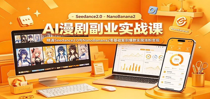 AI漫剧副业实战课：精通Seedance2.0与NanoBanana2零基础复刻爆款实现涨粉变现-得宝资源站
