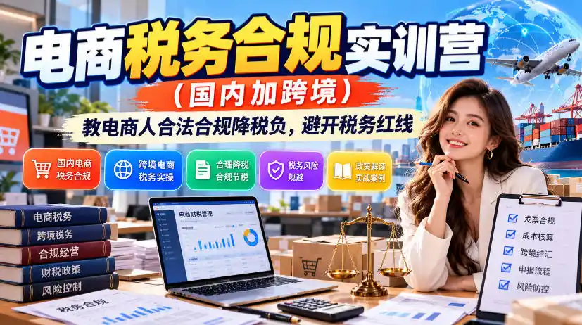 电商税务合规实训营(国内加跨境)，教电商人合法合规降税负，避开税务红线-得宝资源站
