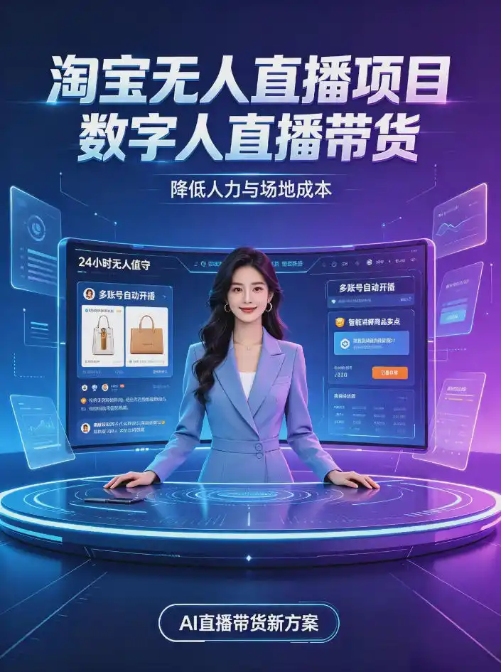 淘宝AI无人直播带货，24小时自动开播低门槛副业，无需真人长时间出镜，持续引流出单【揭秘】-得宝资源站