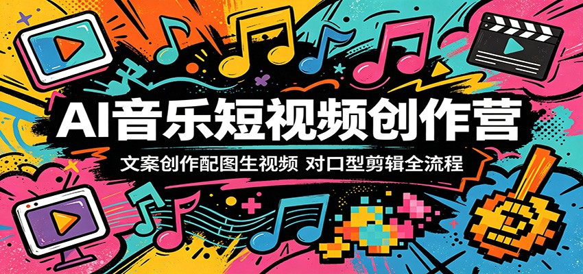 AI音乐短视频创作营：文案创作配图生视频，对口型剪辑全流程-得宝资源站