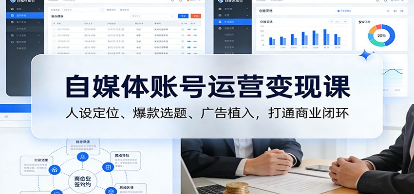 自媒体账号运营变现课：人设定位、爆款选题、广告植入，打通商业闭环-得宝资源站
