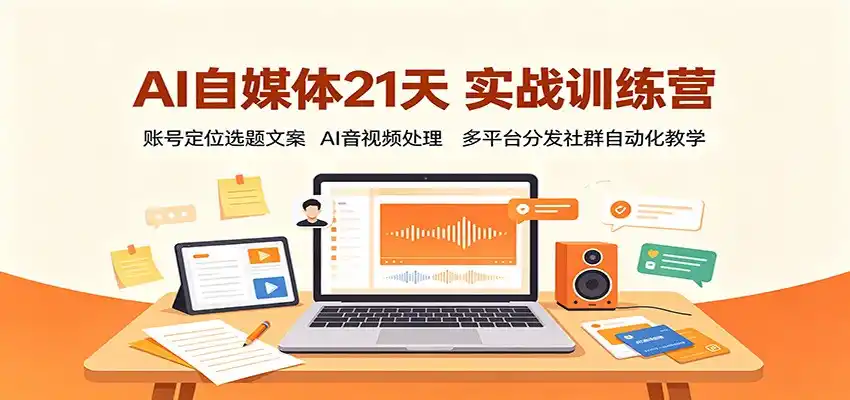 AI自媒体21天实战训练营：账号定位选题文案，AI音视频处理，多平台分发社群自动化教学-得宝资源站