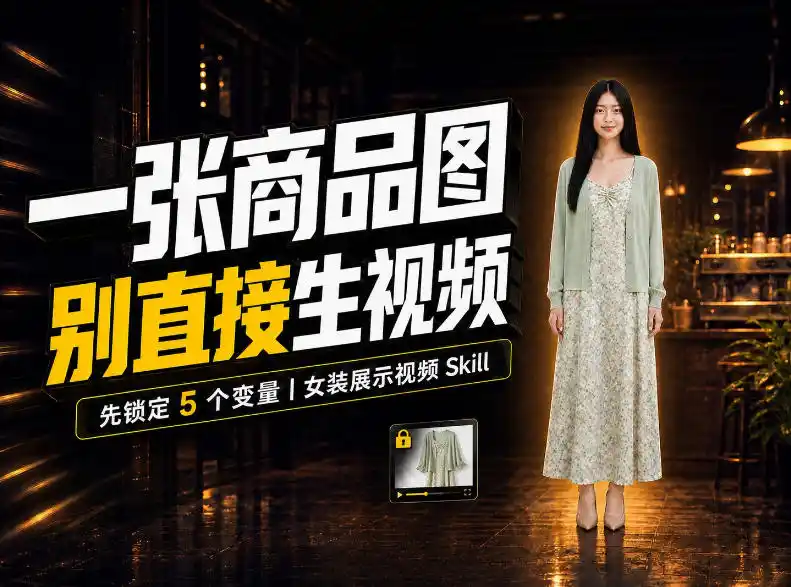 女装AI视频总翻车？问题不在提示词，女装展示视频Skill先锁定5个变量！-得宝资源站