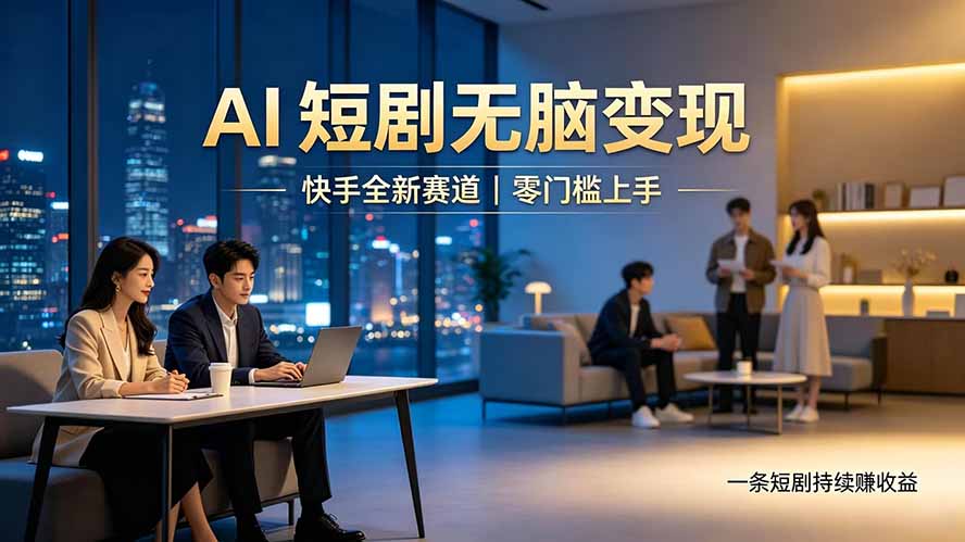 别乱找副业了，快手 AI 短剧零门槛长久被动增收-得宝资源站