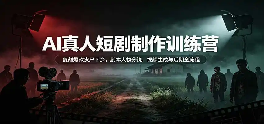 AI真人短剧制作训练营：复刻爆款丧尸下乡，剧本人物分镜，视频生成与后期全流程-得宝资源站