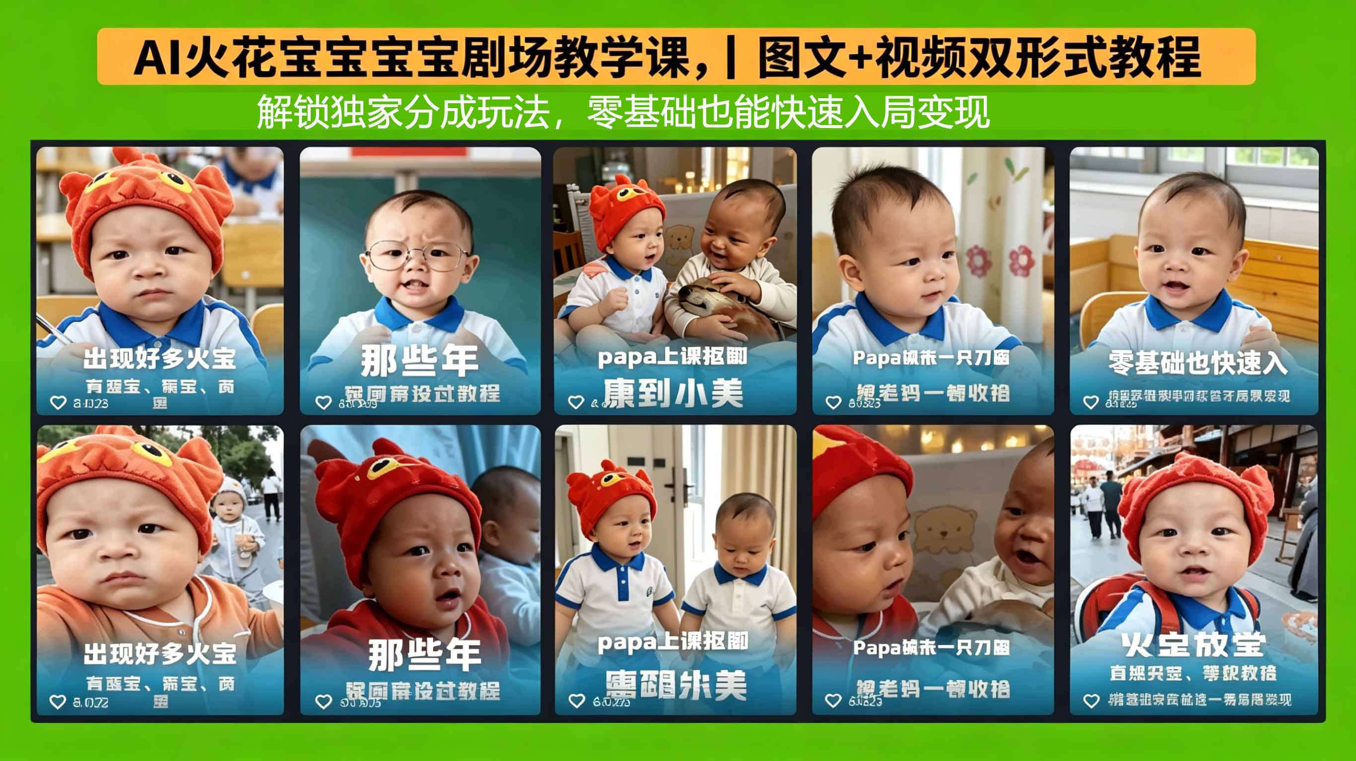 AI火花宝宝宝宝剧场教学课，图文+视频双形式教程，解锁独家分成玩法，零基础也能快速入局变现-得宝资源站