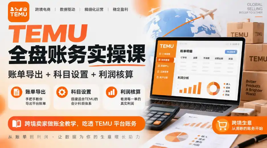TEMU全盘账务实操课｜账单导出+科目设置+利润核算，跨境卖家做账全教学，吃透TEMU平台账务-得宝资源站