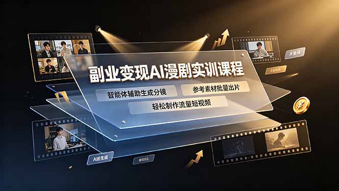 副业变现AI漫剧实训课程，智能体辅助生成分镜，参考素材批量出片，轻松制作流量短视频-得宝资源站