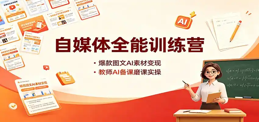 自媒体全能训练营：爆款图文AI素材变现，教师AI备课磨课实操-得宝资源站