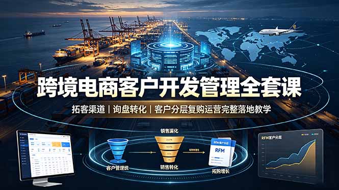 跨境电商客户开发管理全套课·拓客渠道｜询盘转化｜客户分层复购运营完整落地教学-得宝资源站