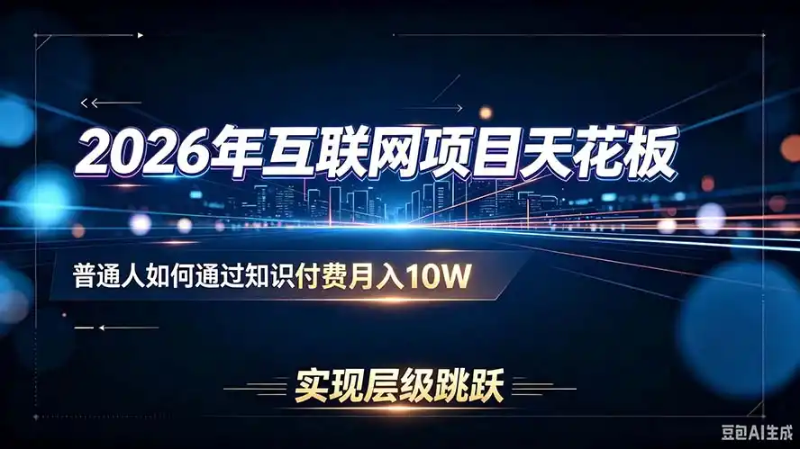 2026年互联网项目天花板：普通人如何通过知识付费月入10W，实现层级跳跃-得宝资源站