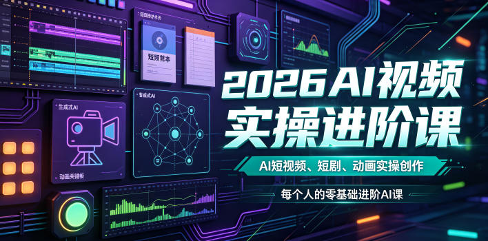 2026AI视频实操进阶课，AI短视频、短剧、动画实操创作，每个人的零基础进阶ai课-得宝资源站