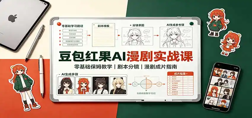 豆包红果AI漫剧实战课：零基础保姆教学，剧本分镜，漫剧成片指南-得宝资源站