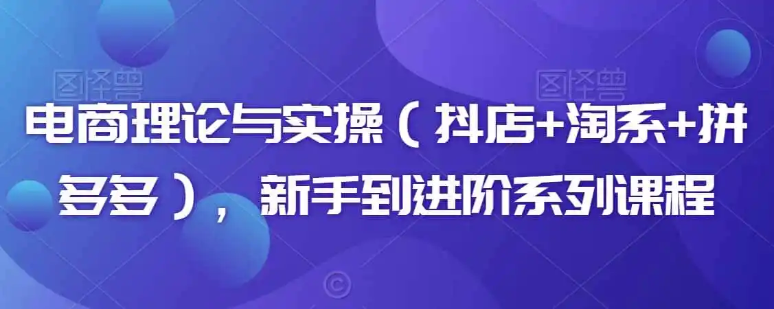 电商理论与实操（抖店+淘系+拼多多），新手到进阶系列课程-得宝资源站