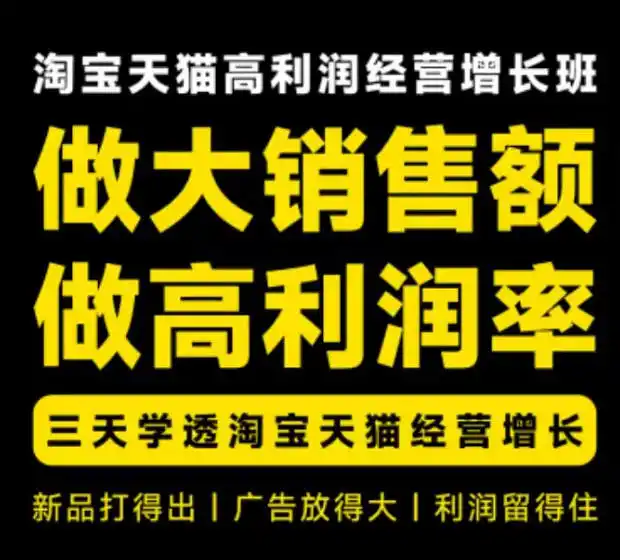 天猫淘宝高利润经营增长班杭州线下课31期8月22-24日，做大销售额做高利润率，三天学透淘宝天猫经营增长-得宝资源站