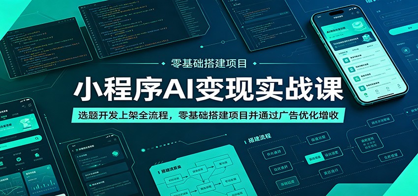 小程序AI变现实战课：选题开发上架全流程，零基础搭建项目并通过广告优化增收-得宝资源站