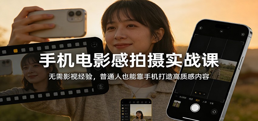 手机电影感拍摄实战课：无需影视经验，普通人也能靠手机打造高质感内容-得宝资源站