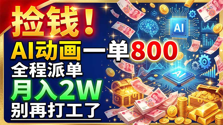 捡钱！AI动画一单800，全程派单，月入2W，别再打工了-得宝资源站