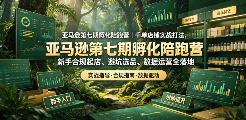 亚马逊第七期孵化陪跑营｜千单店铺实战打法，新手合规起店、避坑选品、数据运营全落地-得宝资源站