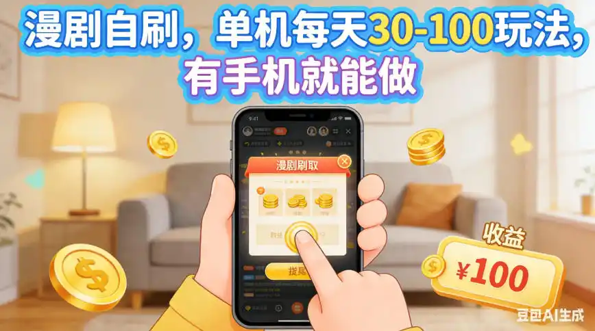 漫剧自刷，单机每天30-100玩法，有手机就能做，可矩阵操作放大收益【揭秘】-得宝资源站