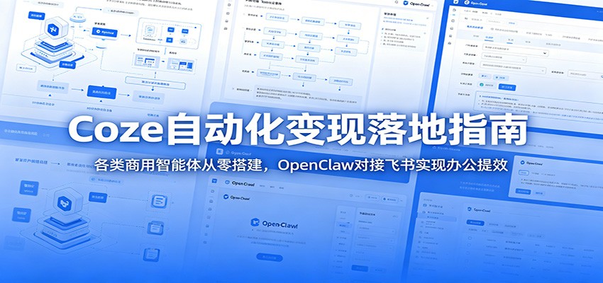 Coze自动化变现落地指南：各类商用智能体从零搭建，OpenClaw对接飞书实现办公提效-得宝资源站