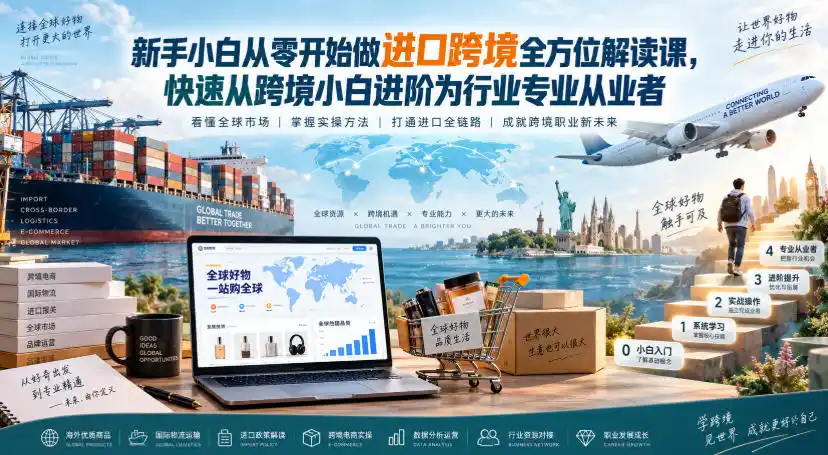 新手小白从零开始做进口跨境全方位解读课，快速从跨境小白进阶为行业专业从业者-得宝资源站