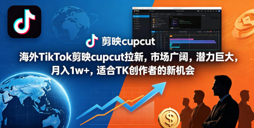 海外TikTok剪映cupcut拉新，市场广阔，潜力巨大，月入1w+，适合TK创作者的新机会-得宝资源站
