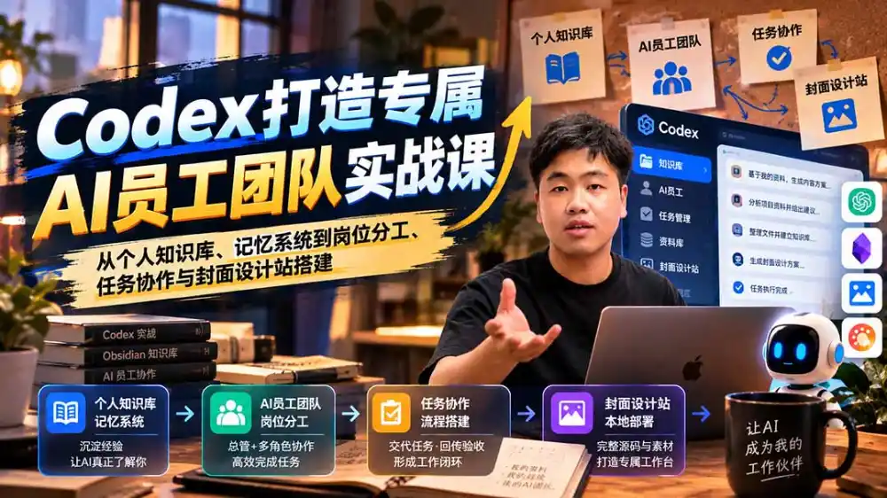 【无水印】Codex打造专属AI员工团队实战课：从个人知识库、记忆系统到岗位分工、任务协作与封面设计站搭建-得宝资源站