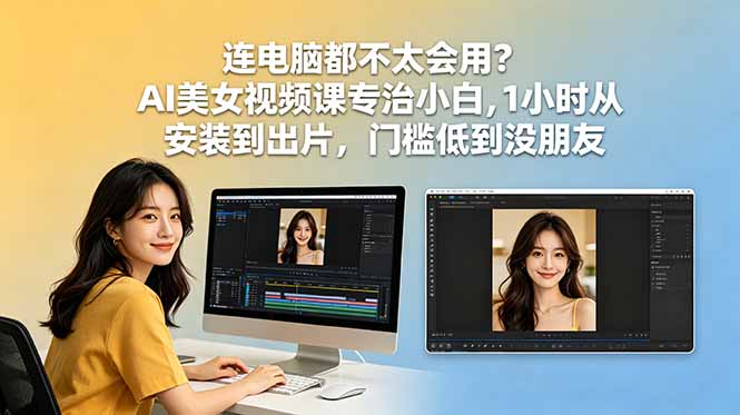 连电脑都不太会用？AI美女视频课专治小白，1小时从安装到出片，门槛低到没朋友-得宝资源站