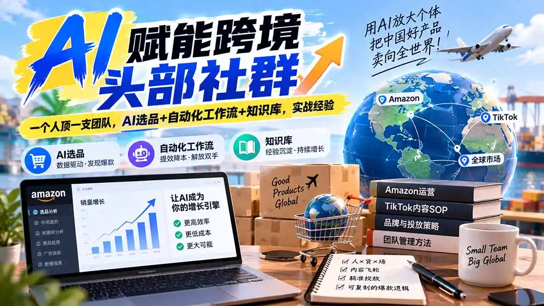 AI赋能跨境头部社群-更新9月：一个人顶一支团队，AI选品+自动化工作流+知识库，实战经验-得宝资源站