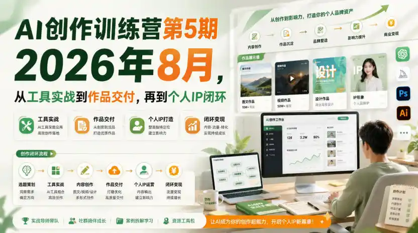 AI创作训练营第5期2026年8月，从工具实战到作品交付，再到个人IP闭环(更新0910)-得宝资源站